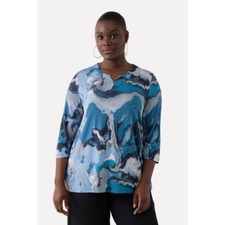 Ulla Popken  Slinkyshirt, Marmor-Design, A-Linie, 3/4-Arm 