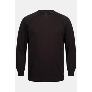 JP1880  Maglione con orli aperti, scollo a girocollo e maniche lunghe raglan 