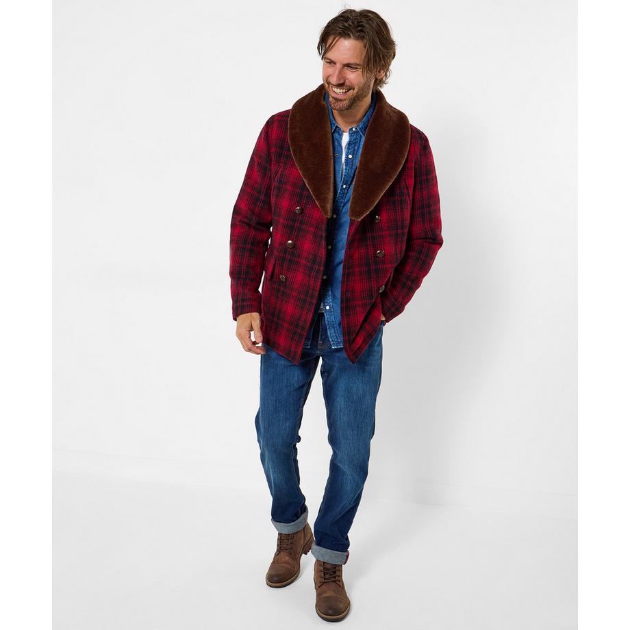 Joe Browns Cappotto a Quadri Collo in Pelliccia Sintetica Multicolore  