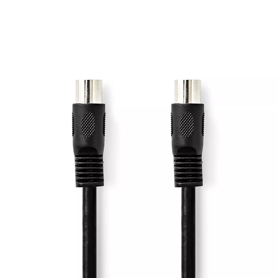 Nedis – DIN ljudkabel | 5-Pin Hane Nickelplaterad 2,00 m Rund PVC Svart Etikett, One Size