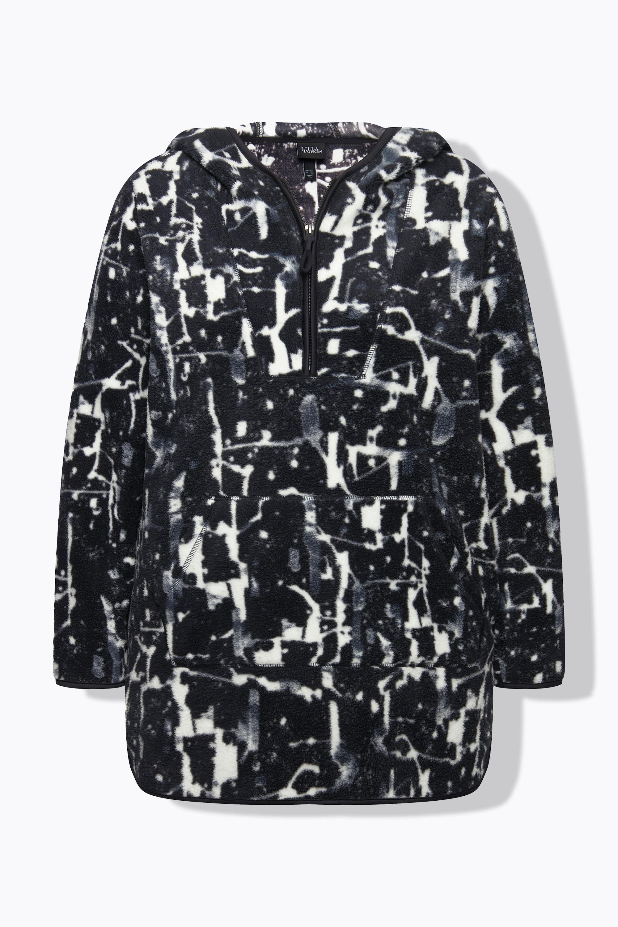 Ulla Popken Pullover lungo in pile teddy Stampa all-over  