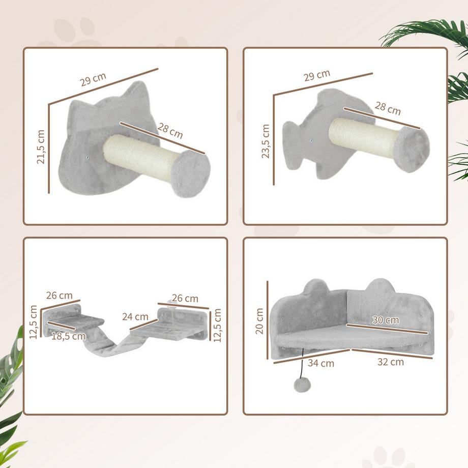 PawHut  Ensemble mur d'escalade pour chat 