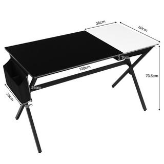 Northio Scrivania lunga 120 cm con cassetto a cubo e scrivania per computer con tasca laterale nero + bianco  