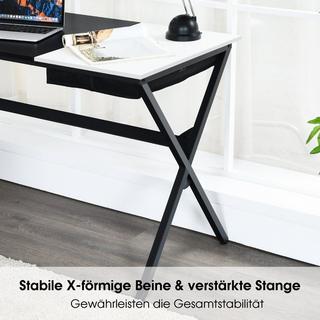 Northio Scrivania lunga 120 cm con cassetto a cubo e scrivania per computer con tasca laterale nero + bianco  