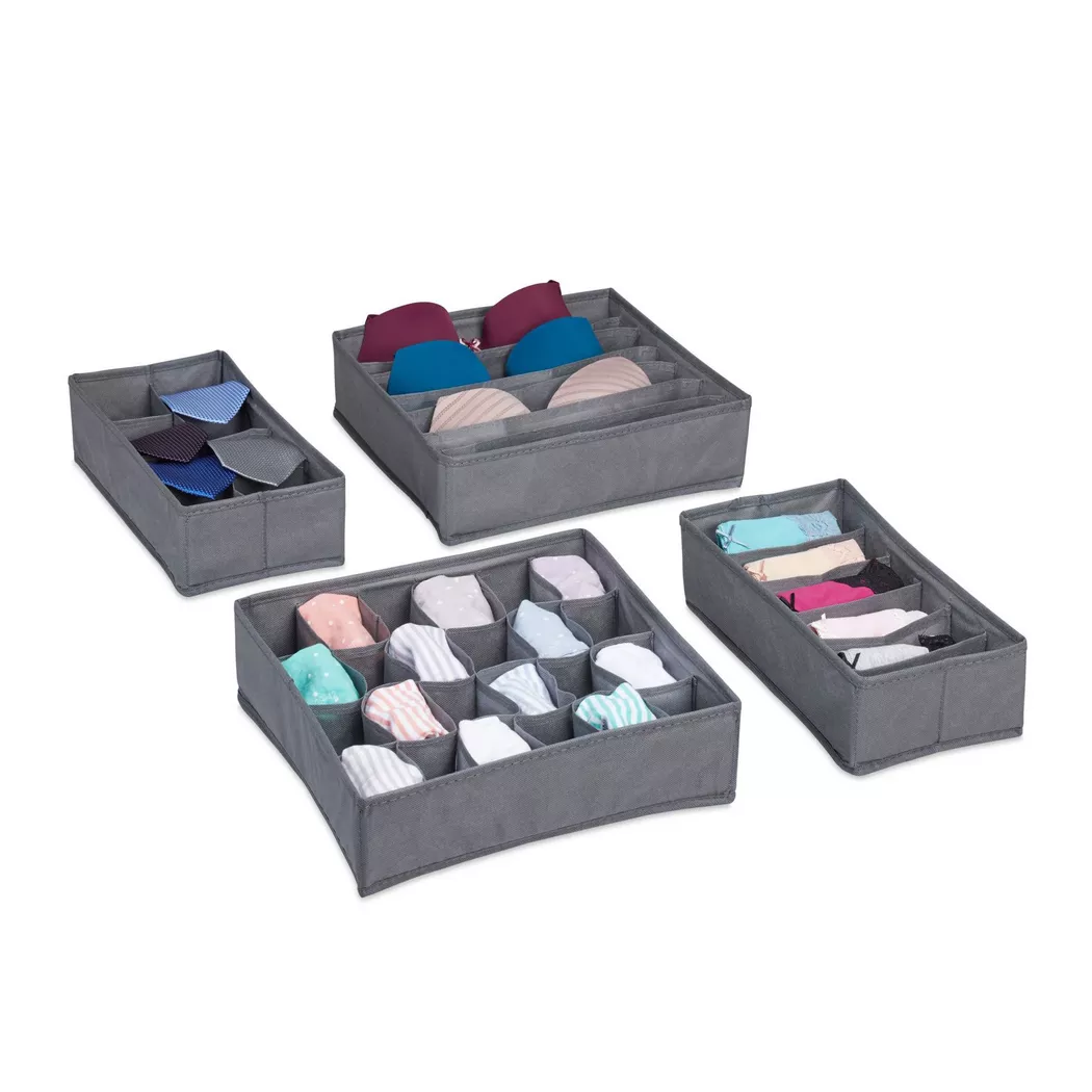 B2X - Set di 4 contenitori per biancheria intima, 34cm