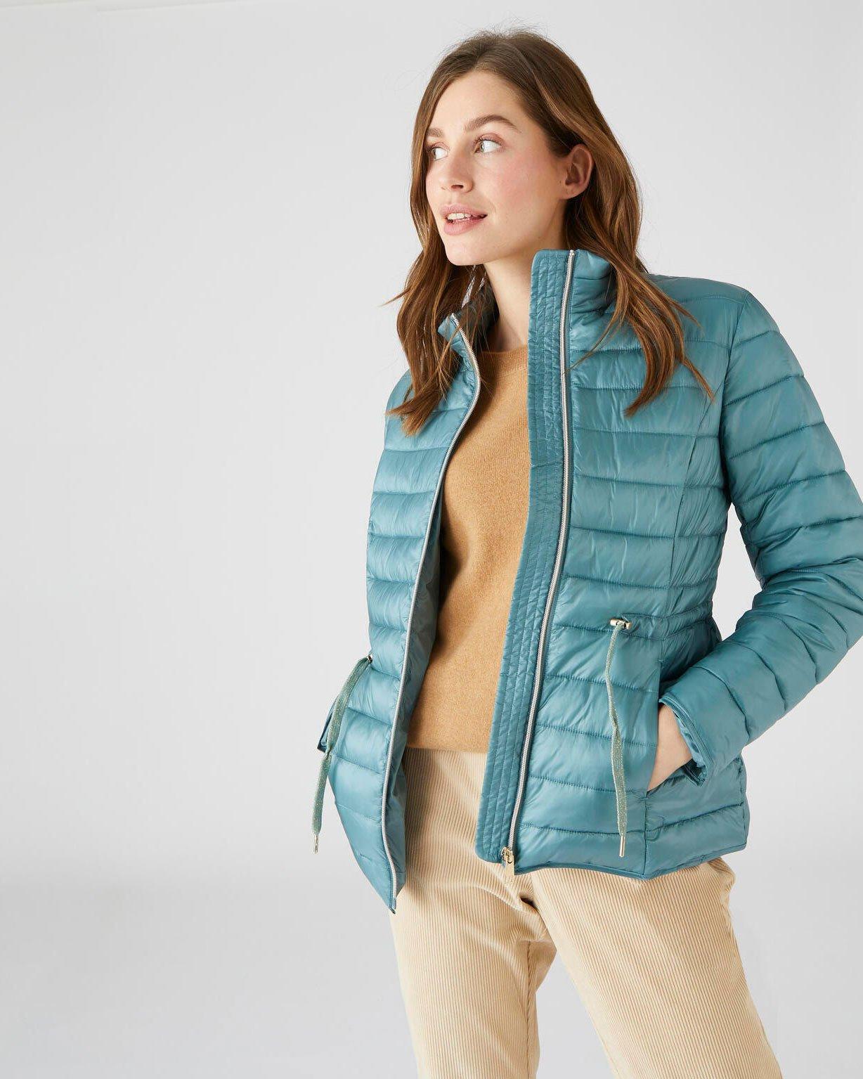 Image of Steppjacke Mit Stehkragen, Glänzend Und Warm. Damen Grün 46-48
