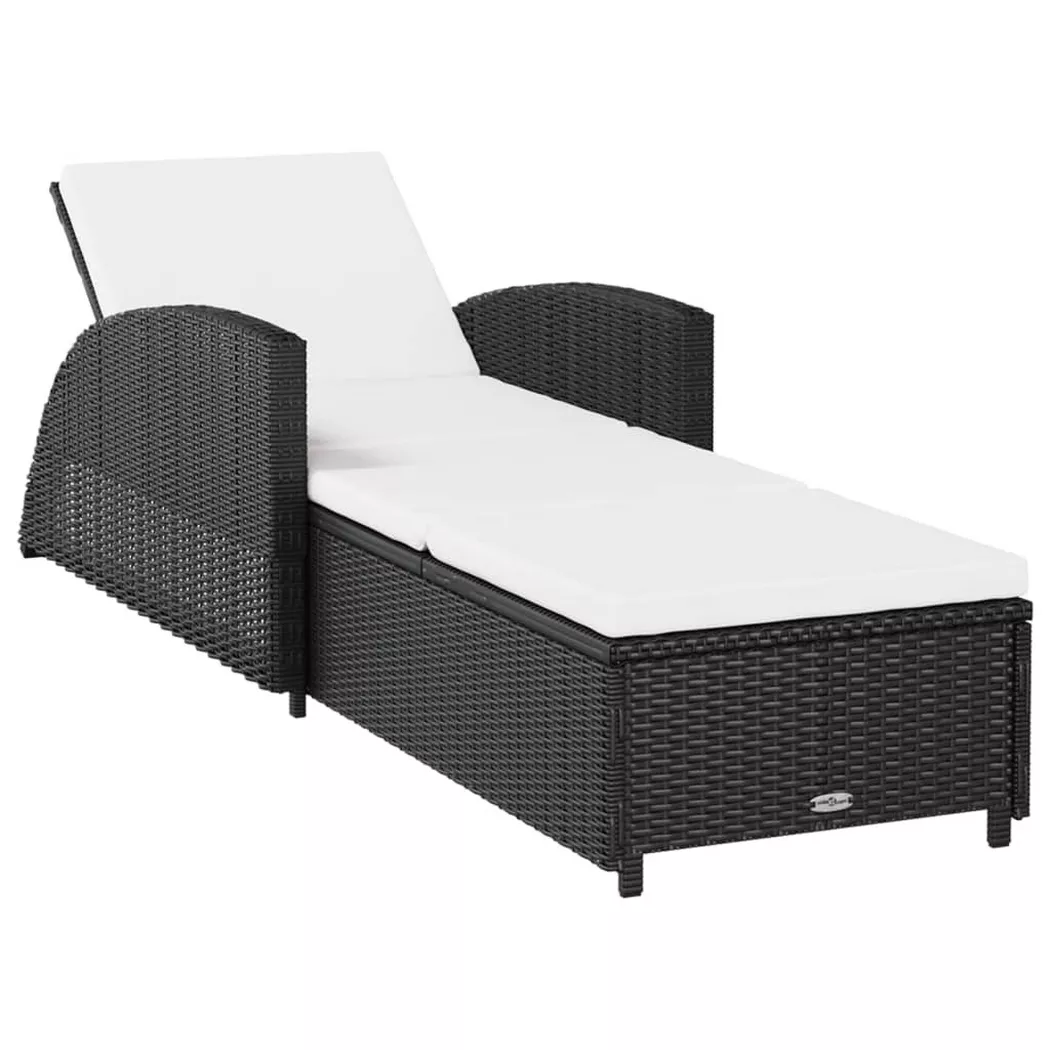 VidaXL - Sonnenliege rattan, One Size, Schwarz