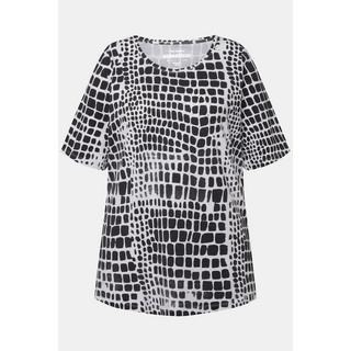 Ulla Popken  T-Shirt, Pima Cotton, Ziersteine, Rundhals, Halbarm 