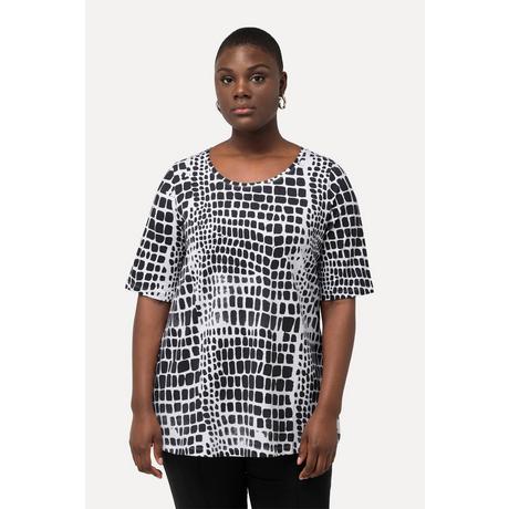 Ulla Popken  T-Shirt, Pima Cotton, Ziersteine, Rundhals, Halbarm 