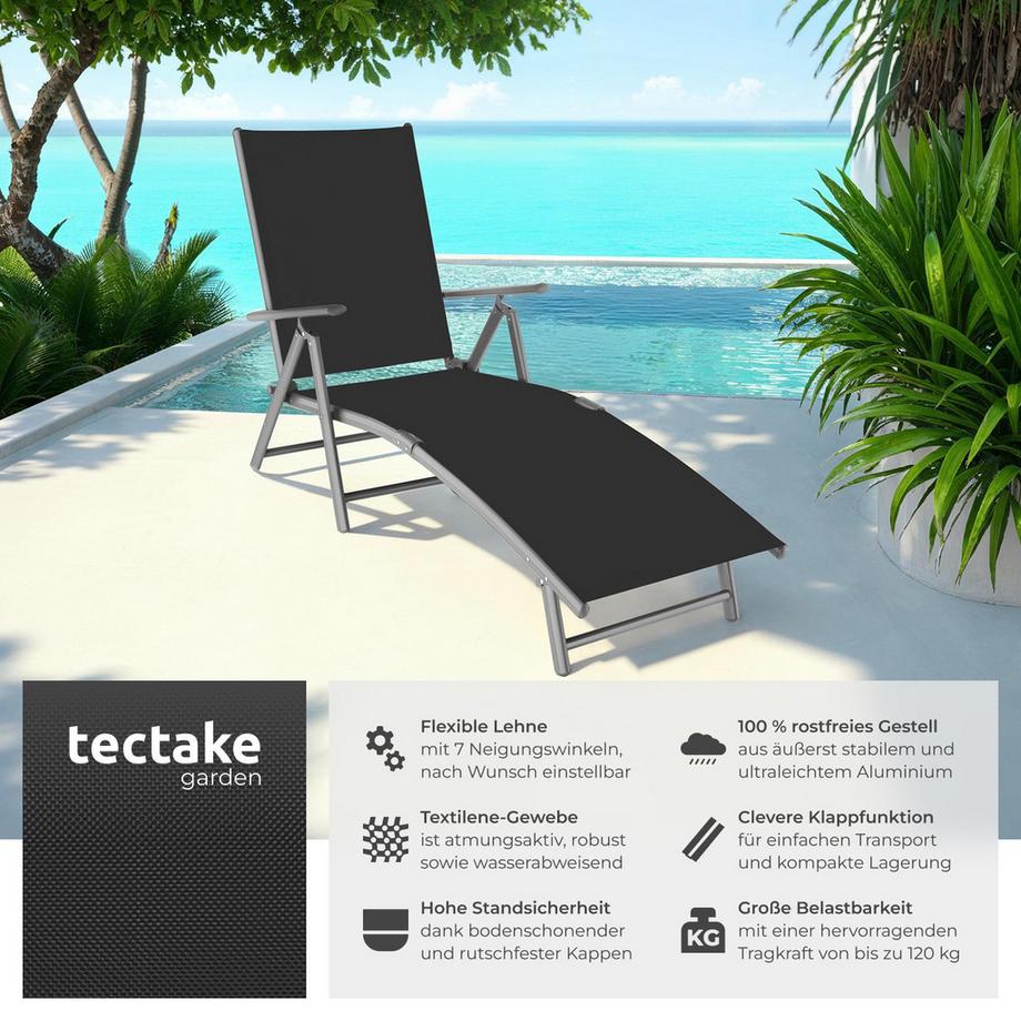 Tectake Gartenliege Marisol klappbar Textilene-Gewebe mit Aluminiumgestell  