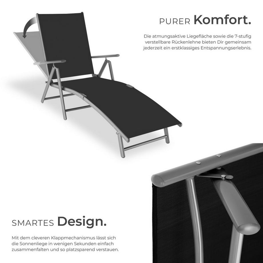 Tectake Gartenliege Marisol klappbar Textilene-Gewebe mit Aluminiumgestell  