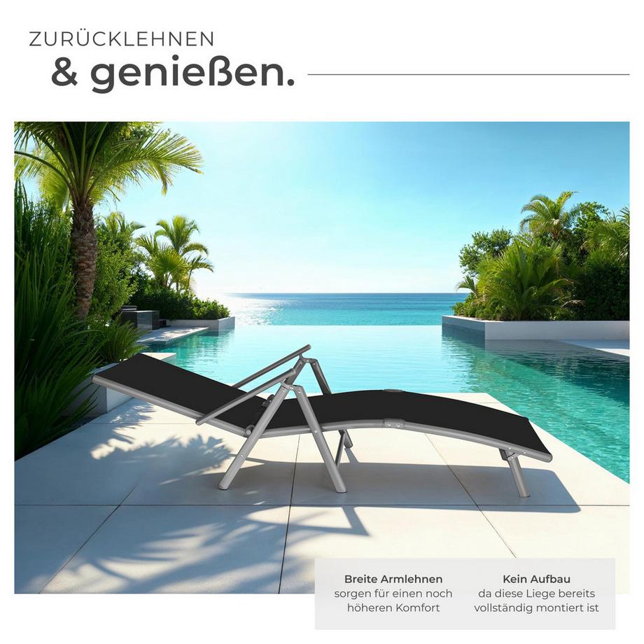 Tectake Gartenliege Marisol klappbar Textilene-Gewebe mit Aluminiumgestell  