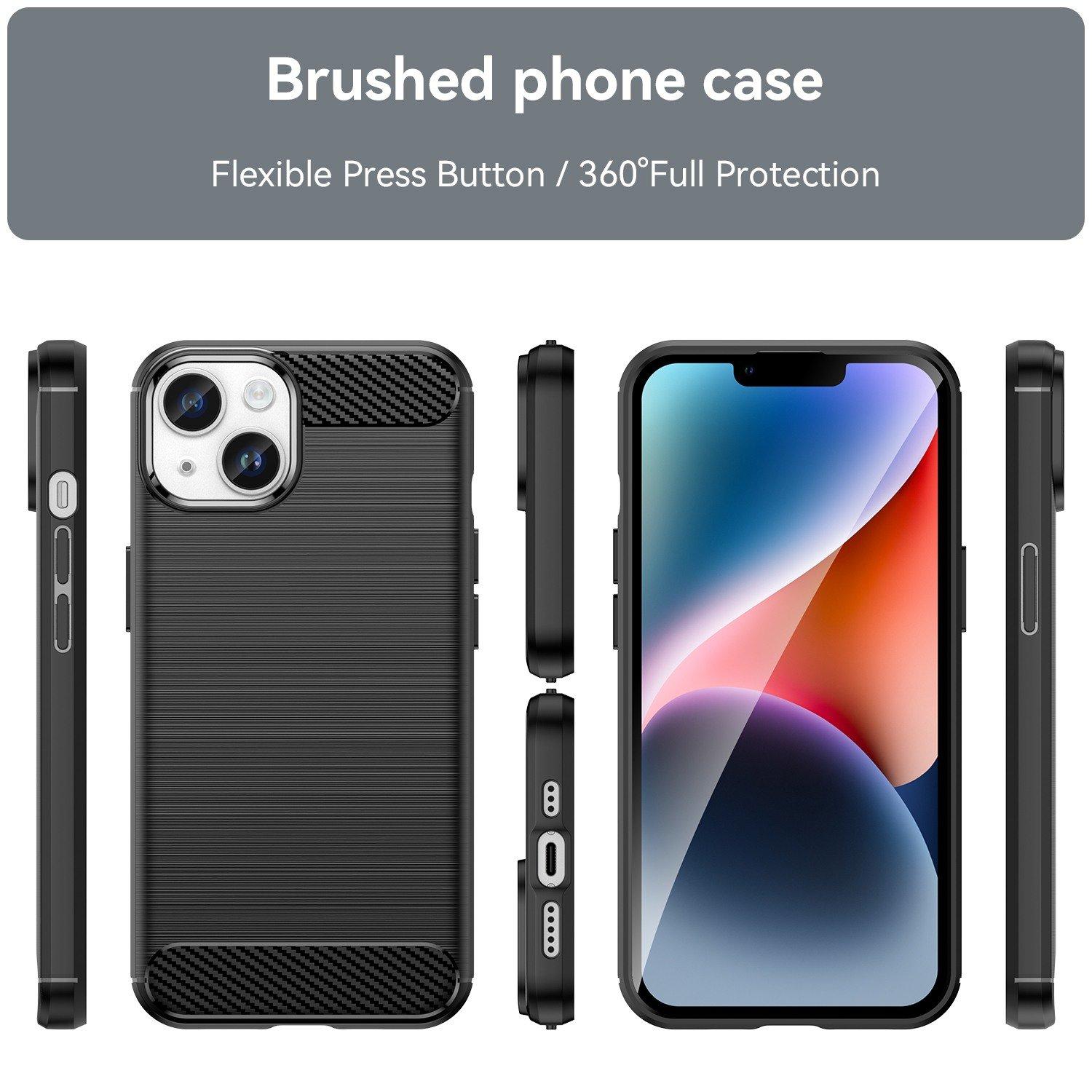 Cadorabo  Hülle für Apple iPhone 14 PLUS TPU Silikon Edelstahl-Karbonfaser Optik 