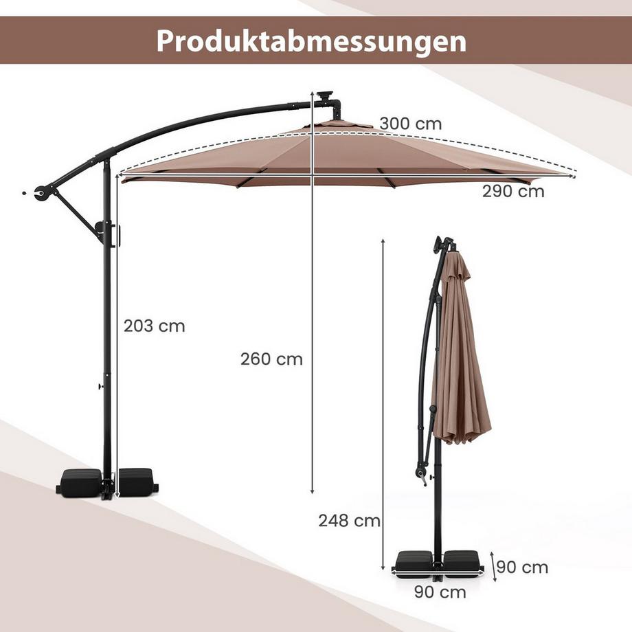 Northix Parasol de terrasse à LED, 9 modes  