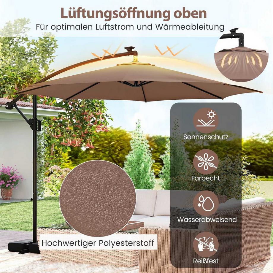 Northix Parasol de terrasse à LED, 9 modes  