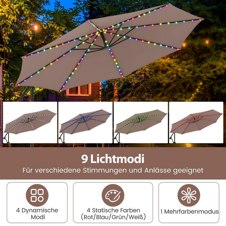 Northix Parasol de terrasse à LED, 9 modes  