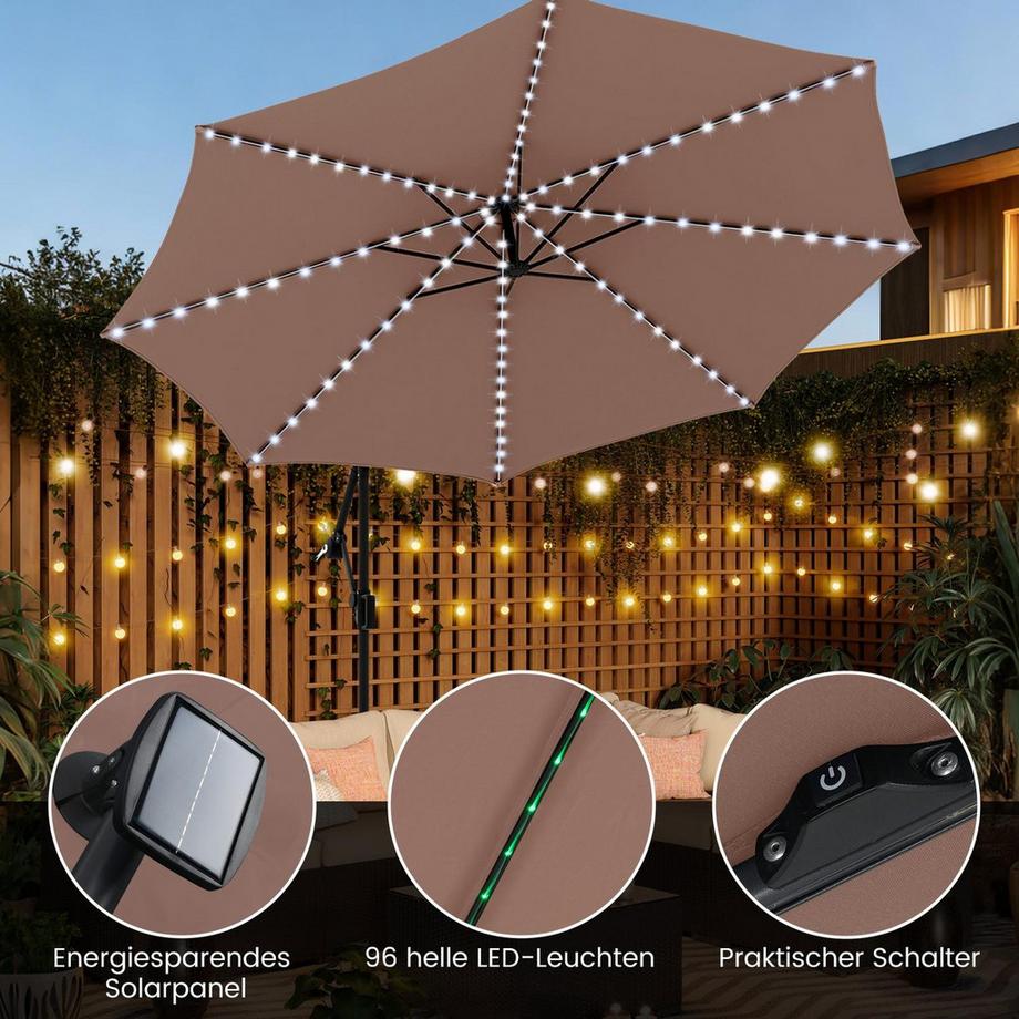 Northix Parasol de terrasse à LED, 9 modes  