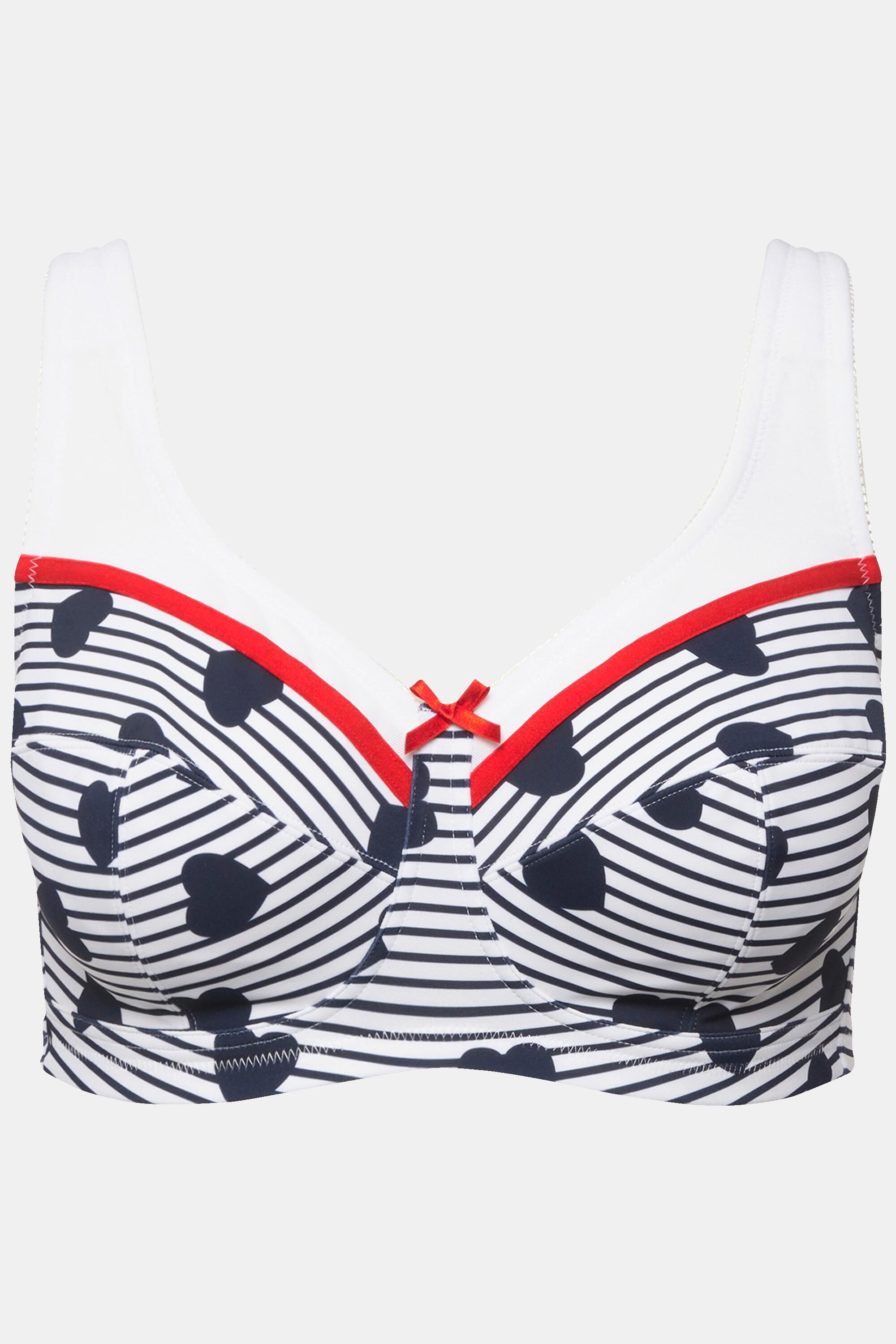 Ulla Popken  Soutien-gorge de maintien, sans armatures, imprimé cœurs/rayures - bonnet C-D 