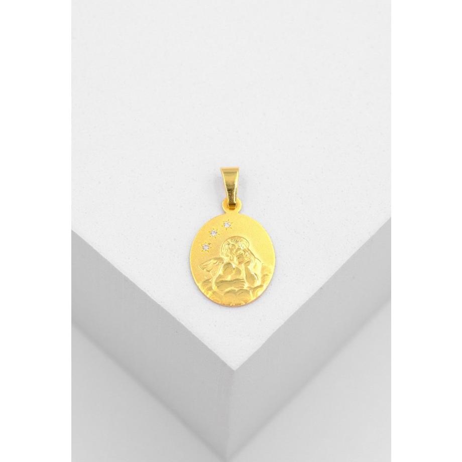 MUAU Schmuck  Engel Anhänger Gelbgold750 Diamanten 0.015ct. 20x13mm 