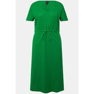 Ulla Popken Abito Midi Jersey Operato Scollo V Mezze Maniche  