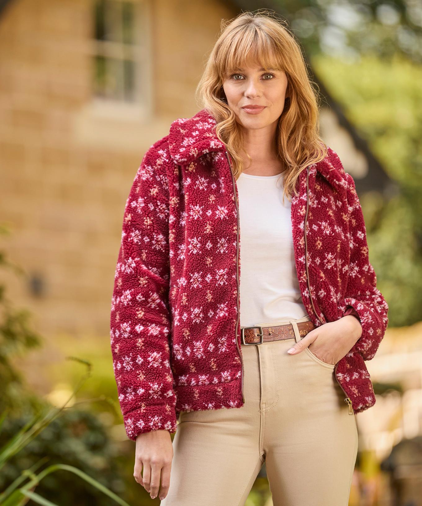 Joe Browns  Floral gemusterter Fleece-Kragenmantel 