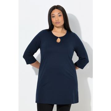 T-shirt long coupe évasée, décolleté rond et manches 3/4