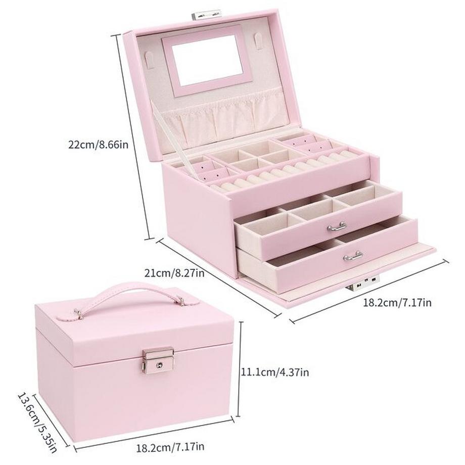 Only-bags.store  Schmuckkästchen, Schmuckkästchen mit Schubladen, PU-Leder-Schmuckkästchen Schmuckkästchen Großer Schmuck Organizer für Ringe Ohrringe Armbänder Halsketten 