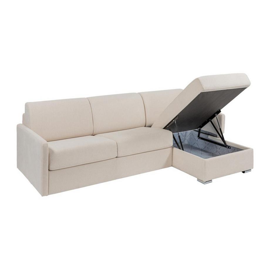 Vente-unique Canapé d'angle convertible express et réversible en tissu beige - Couchage 160 cm - Matelas 14 cm - CALIFE  