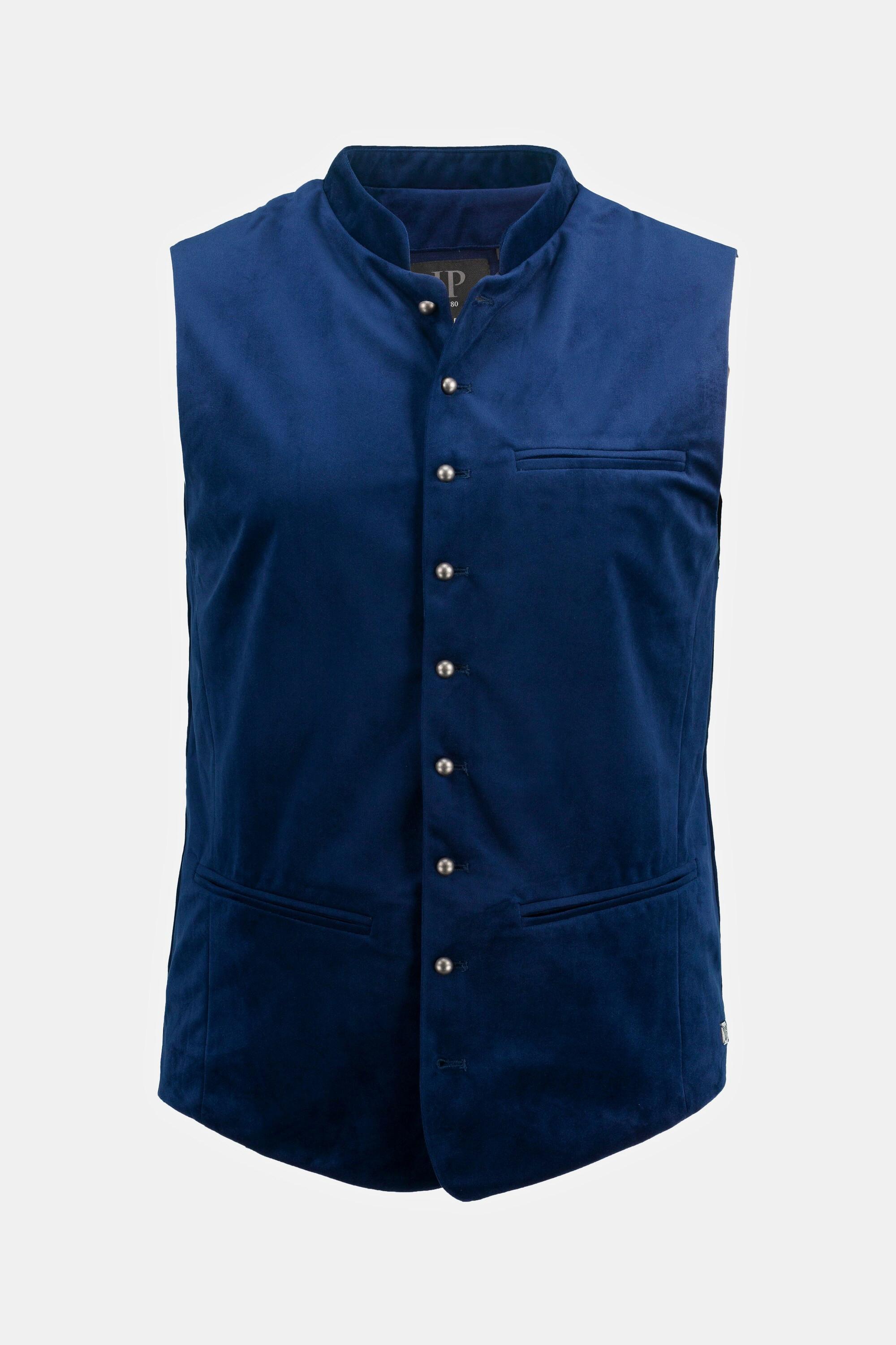 JP1880  Gilet in tradizionale stile Tracht con velluto, collo alto e retro in maglia, fino alla tg. 70 