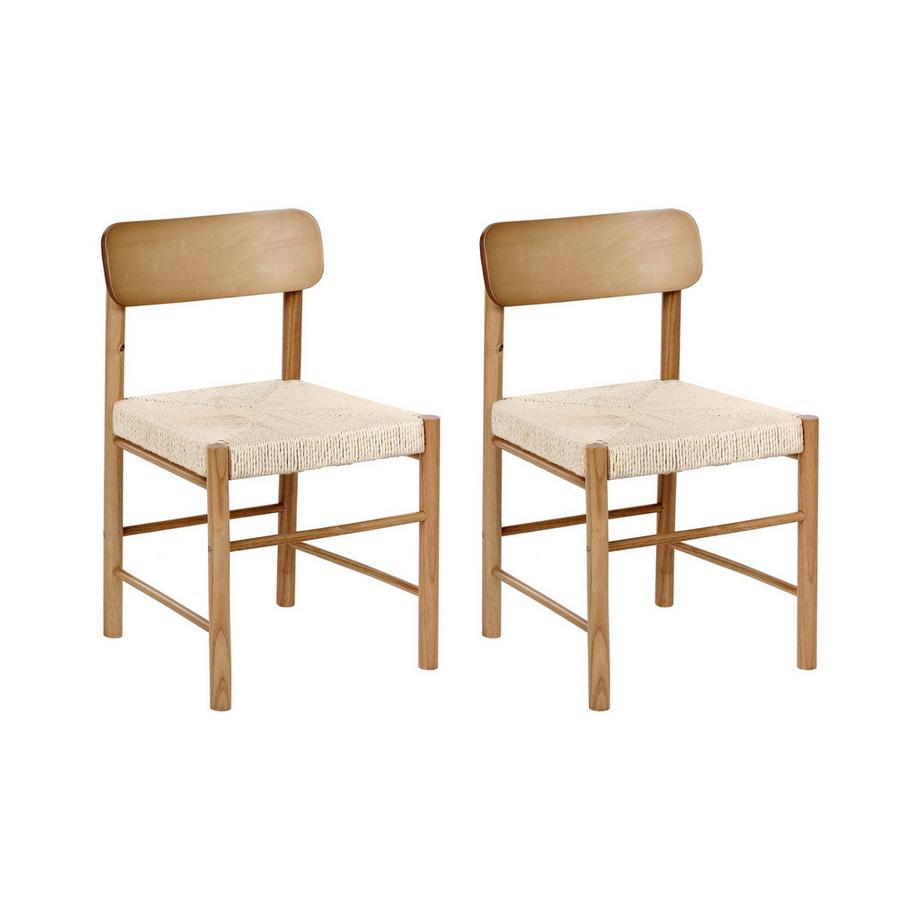 Lot de 2 chaises de salle à manger en Bois d'hévéa Boho DIGNE