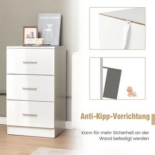 Northix Table de chevet avec 3 tiroirs table de nuit brillant 37,1 x 34,2 x 66,5 cm blanc  