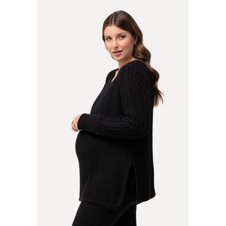 Ulla Popken  Bellieva-Pullover, Zopfmuster, Rundhals, Langarm, GOTS 