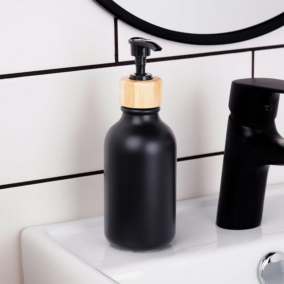 B2X  Pompe à savon noire avec fonction de verrouillage pour cuisine et salle de bain 