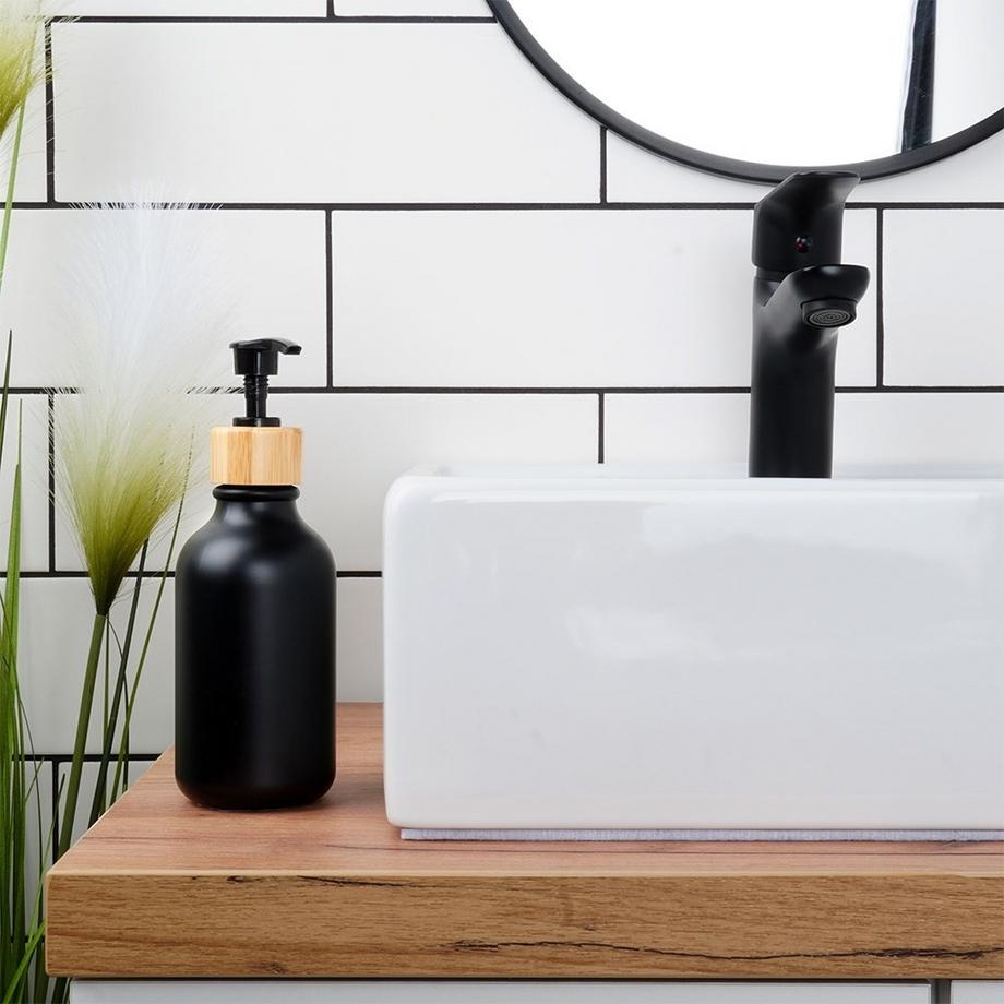 B2X  Pompe à savon noire avec fonction de verrouillage pour cuisine et salle de bain 