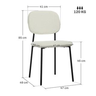 Northio Sedie da sala da pranzo Set di 4 sedie da cucina con schienale Sedie imbottite in effetto velluto Sedie da soggiorno con gambe in acciaio per tavolo da pranzo Bianco |  