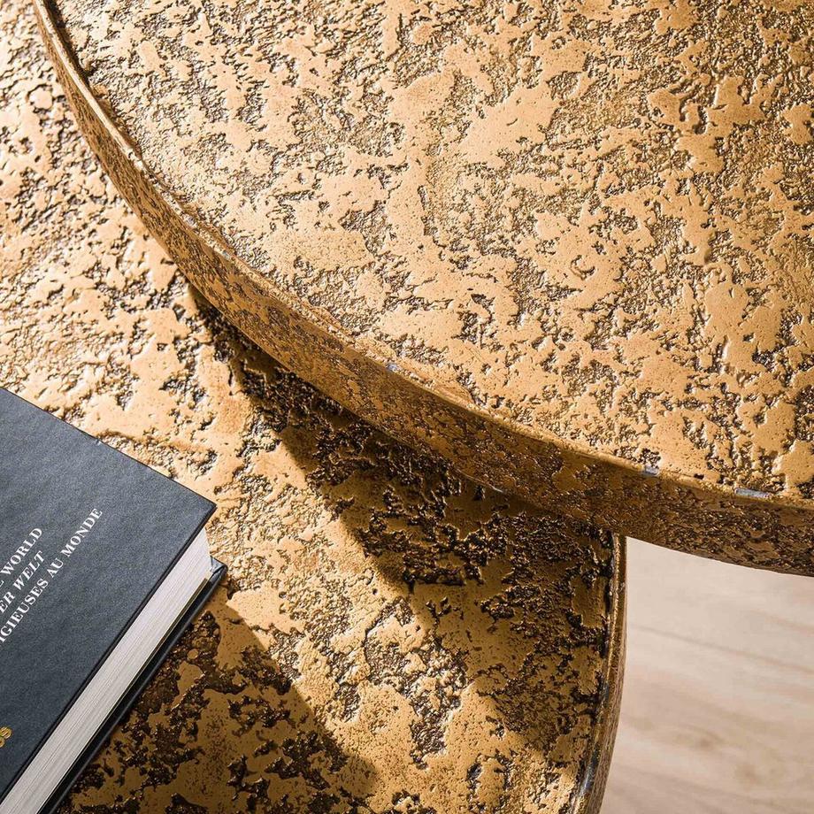 mutoni Table basse ronde avec bord métallique bronze antique (lot de 2)  