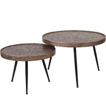 Couchtisch rund mit Rand metallisch antik bronze (2er-Set)