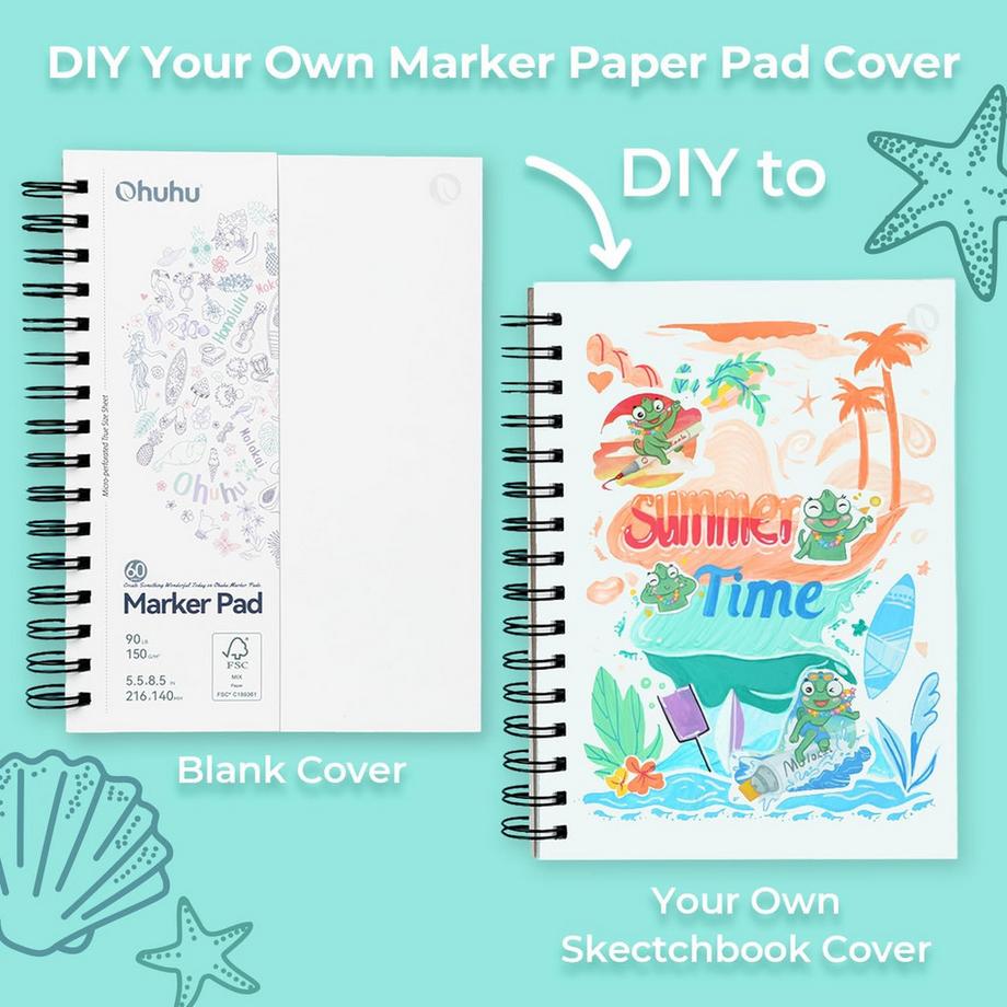 Ohuhu Carnet de croquis artistique (étanche) 60 feuilles  