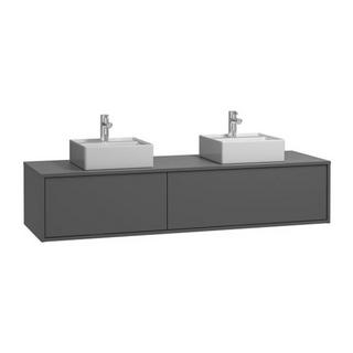 Vente-unique Mobile per bagno sospeso con lavabo doppio L150 cm Antracite - ISAURE II  