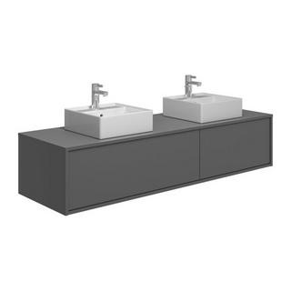 Vente-unique Mobile per bagno sospeso con lavabo doppio L150 cm Antracite - ISAURE II  