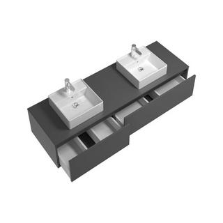 Vente-unique Meuble de salle de bain suspendu coloris gris anthracite avec double vasque - L150 cm - ISAURE II  