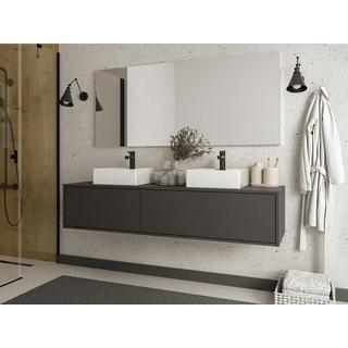 Vente-unique Mobile per bagno sospeso con lavabo doppio L150 cm Antracite - ISAURE II  