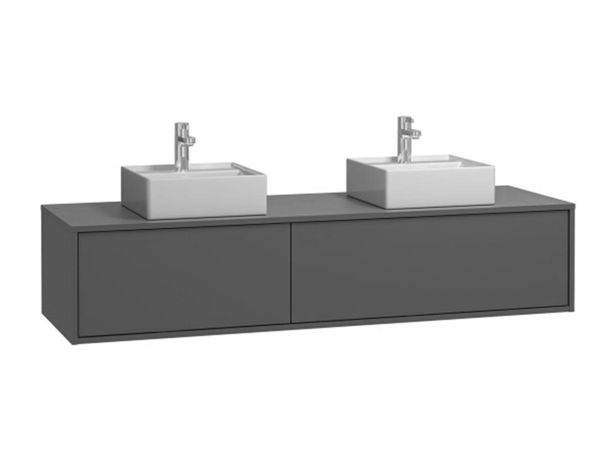 Vente-unique Mobile per bagno sospeso con lavabo doppio L150 cm Antracite - ISAURE II  