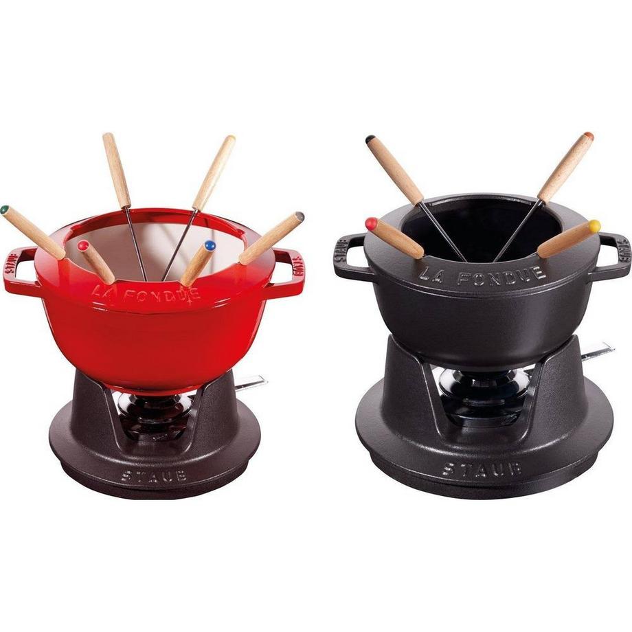 staub Fondue Set schwarz m. 2 Griffen  
