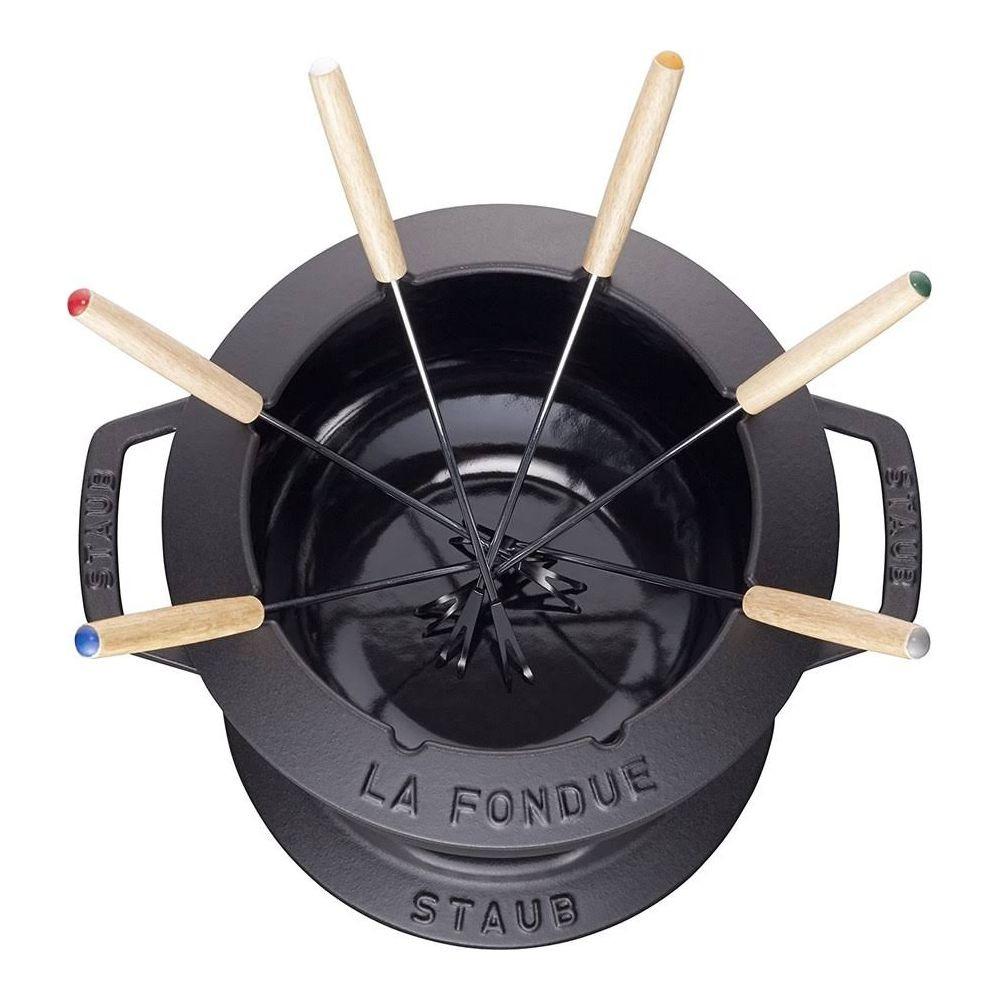 staub Fondue Set schwarz m. 2 Griffen  