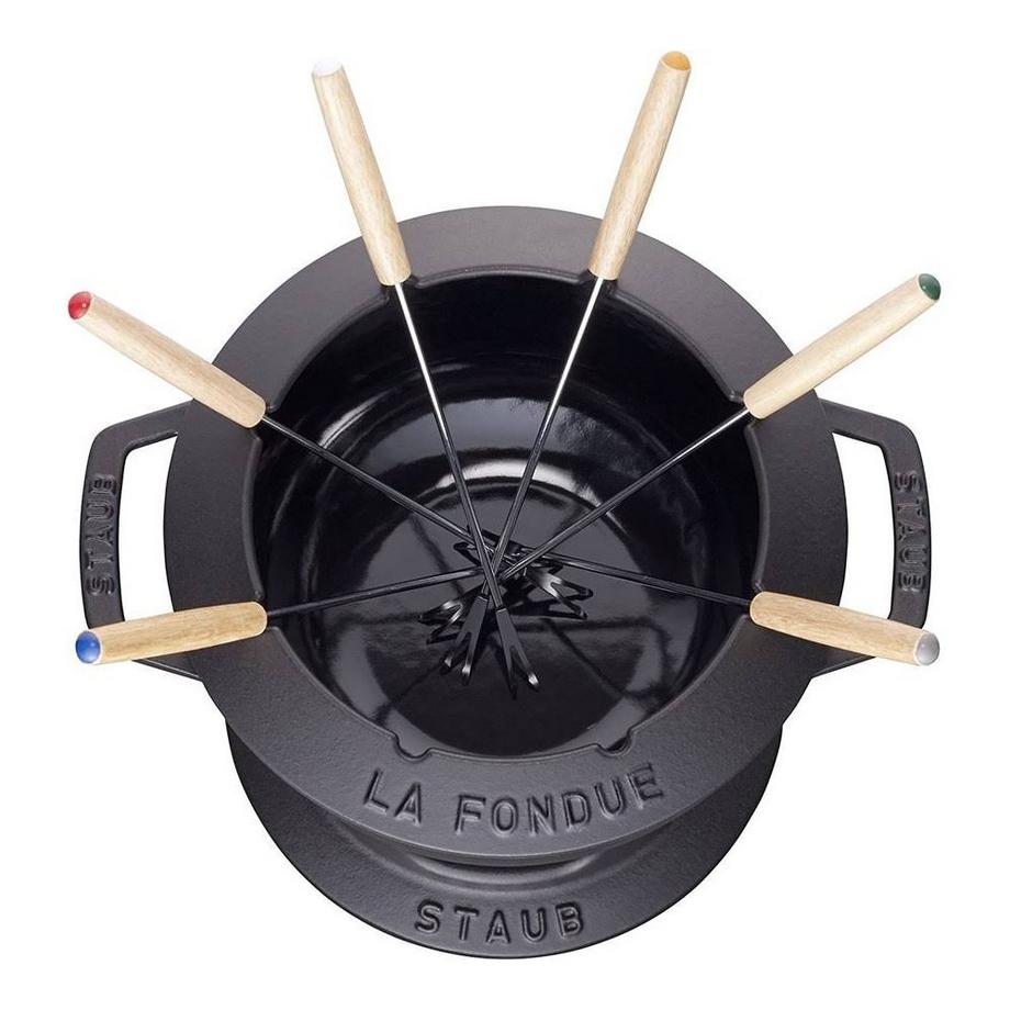 staub Fondue Set schwarz m. 2 Griffen  