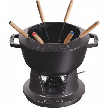 Fondue Set schwarz m. 2 Griffen