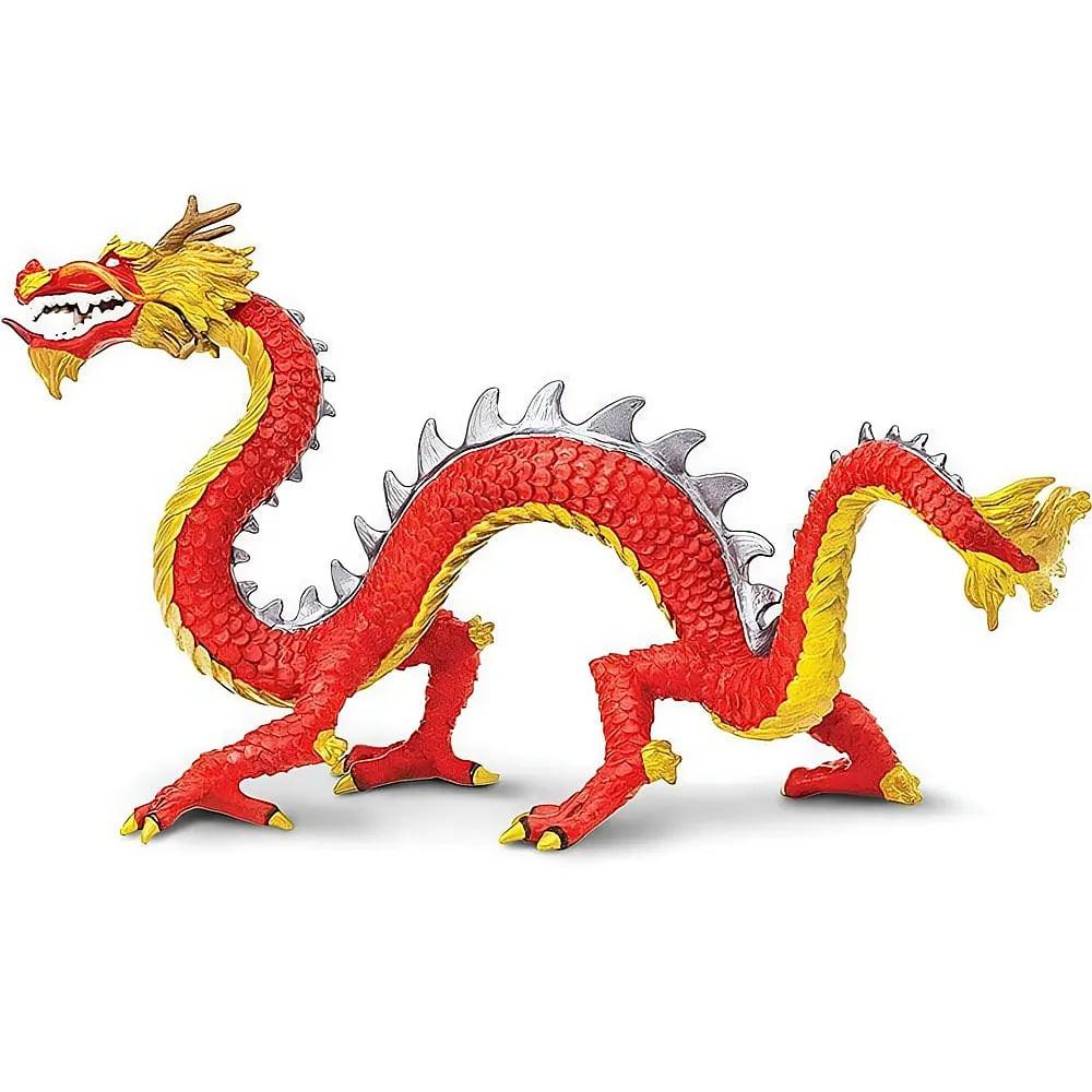 Image of Mythical Realms Gehörnter Chinesischer Drache Rot Bunt
