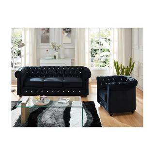 Vente-unique Couchgarnitur 3+1 CHESTERFIELD Samt mit Knöpfen in Kristalloptik  