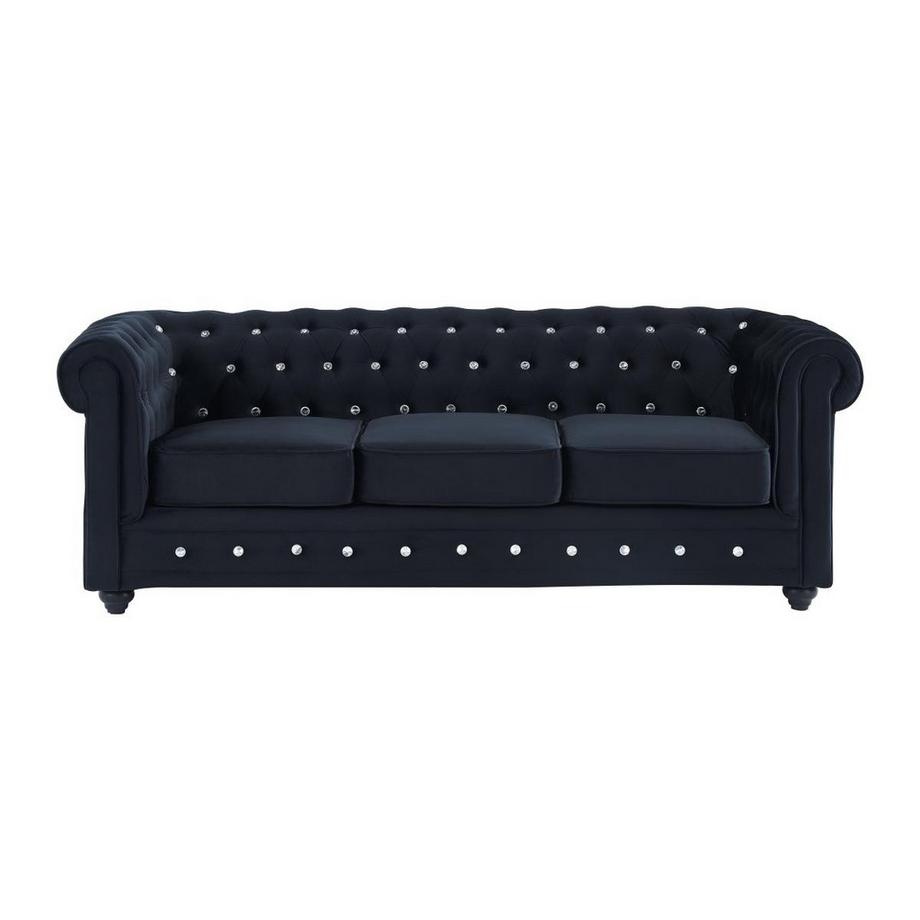 Vente-unique Couchgarnitur 3+1 CHESTERFIELD Samt mit Knöpfen in Kristalloptik  